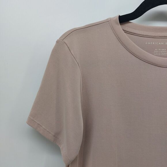 American Eagle Size XS Women's Pale Mauve Dirty Pink Short Sleeve Blouse Baby - Picture 4 of 11